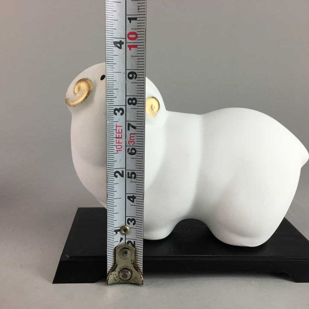 Japanese Ceramic Zodiac Sheep Statue Vtg Okimono White Display Oriental BD419