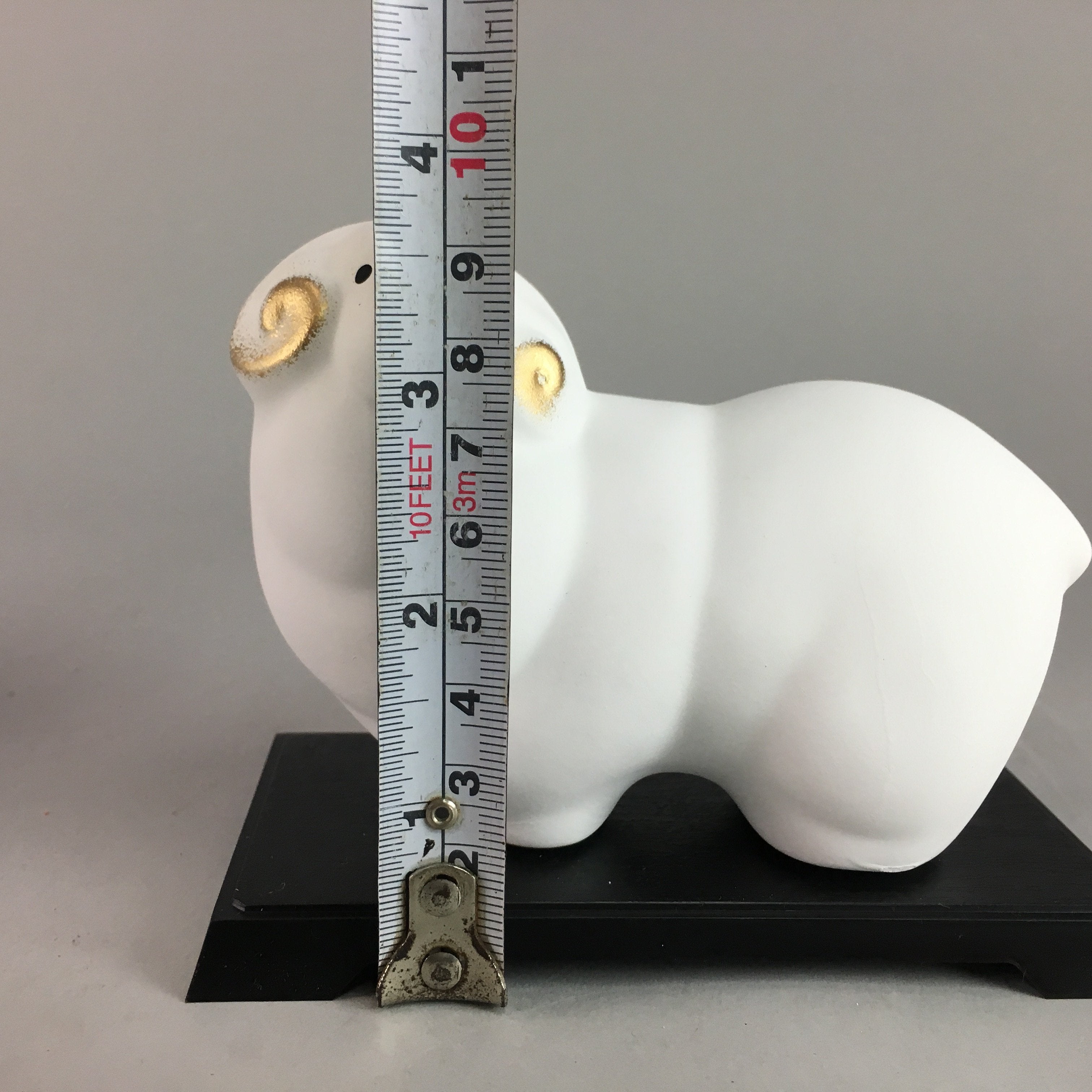 Japanese Ceramic Zodiac Sheep Statue Vtg Okimono White Display Oriental BD419