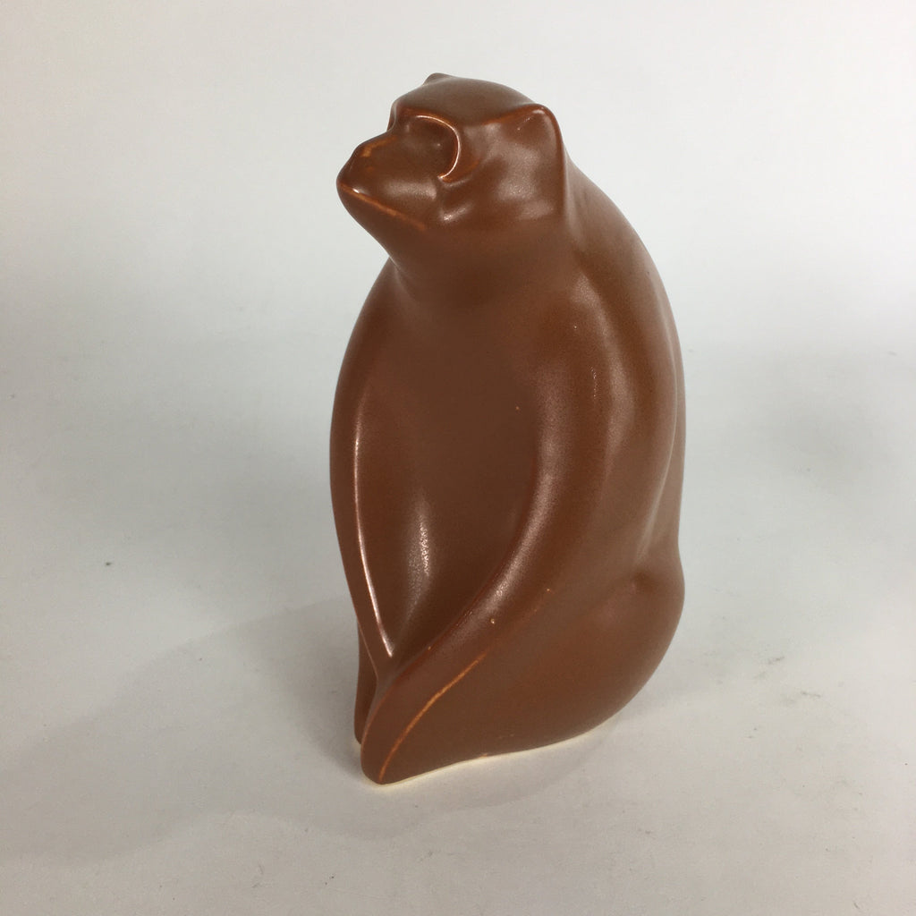 Japanese Ceramic Zodiac Symbol Monkey Vtg Pottery Brown Saru Figure BD649