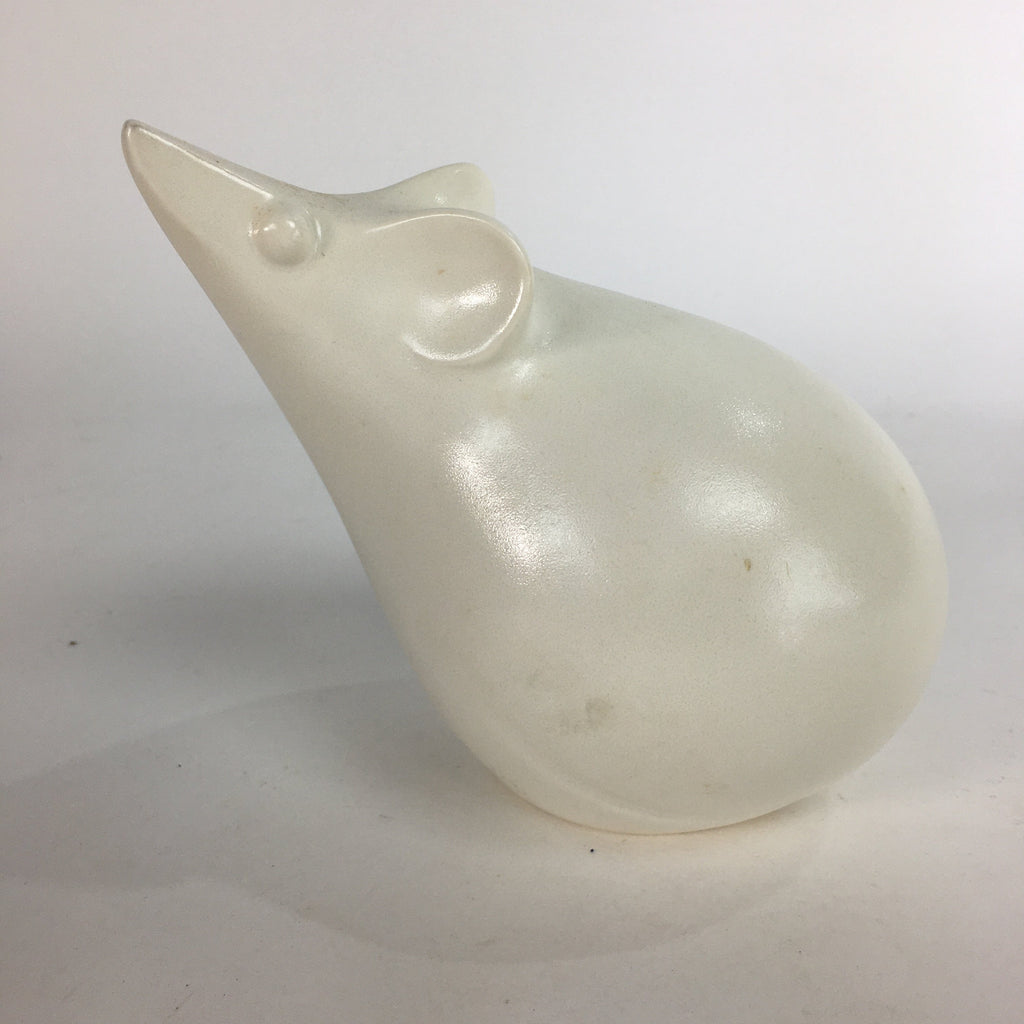 Japanese Ceramic Zodiac Symbol Mouse Vtg Pottery White Nezumi Figure BD648