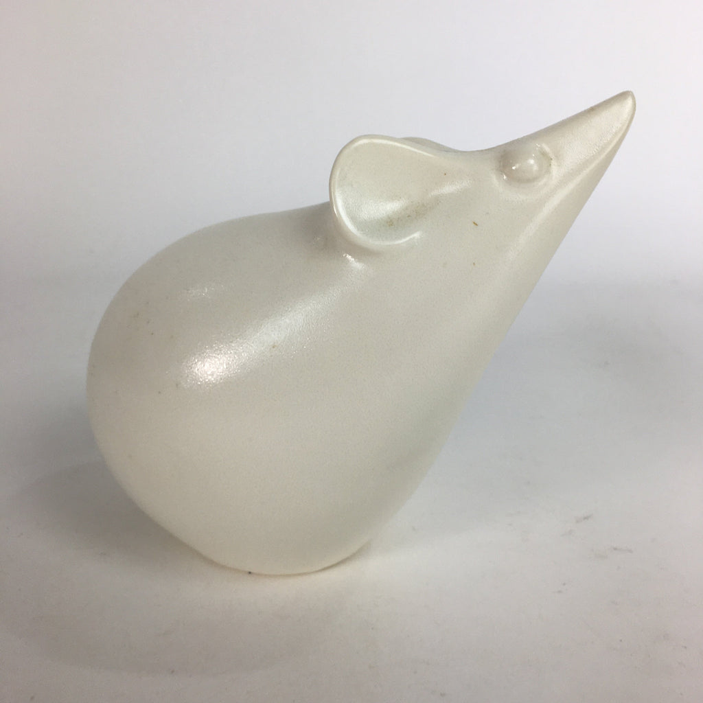 Japanese Ceramic Zodiac Symbol Mouse Vtg Pottery White Nezumi Figure BD648