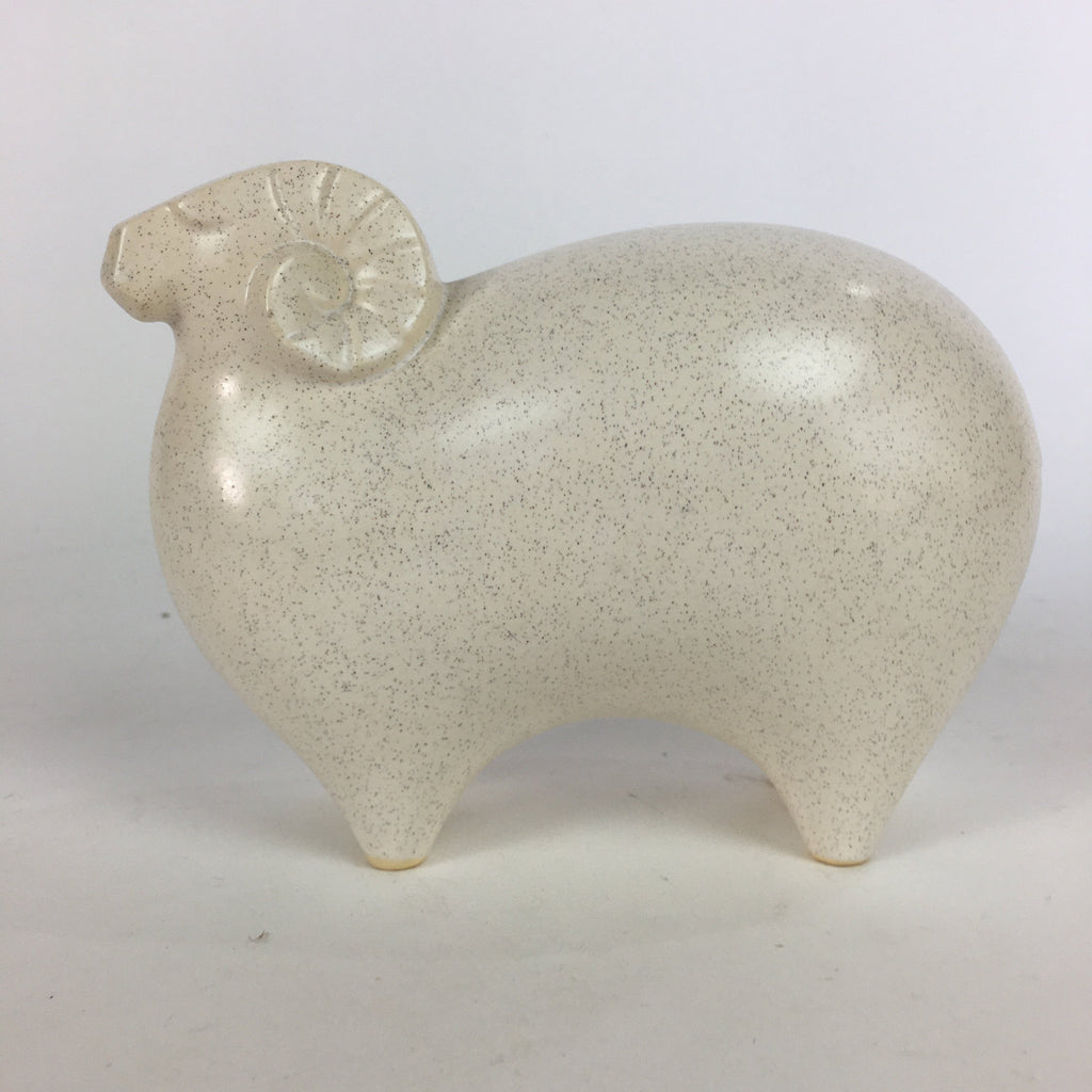 Japanese Ceramic Zodiac Symbol Sheep Vtg Pottery White Hitsuji Figure BD656