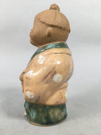 Japanese Ceramic kids Statue Vtg Kimono Girl Baby Babysitting Brown BD599