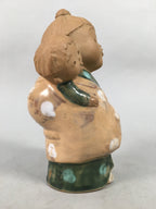 Japanese Ceramic kids Statue Vtg Kimono Girl Baby Babysitting Brown BD599