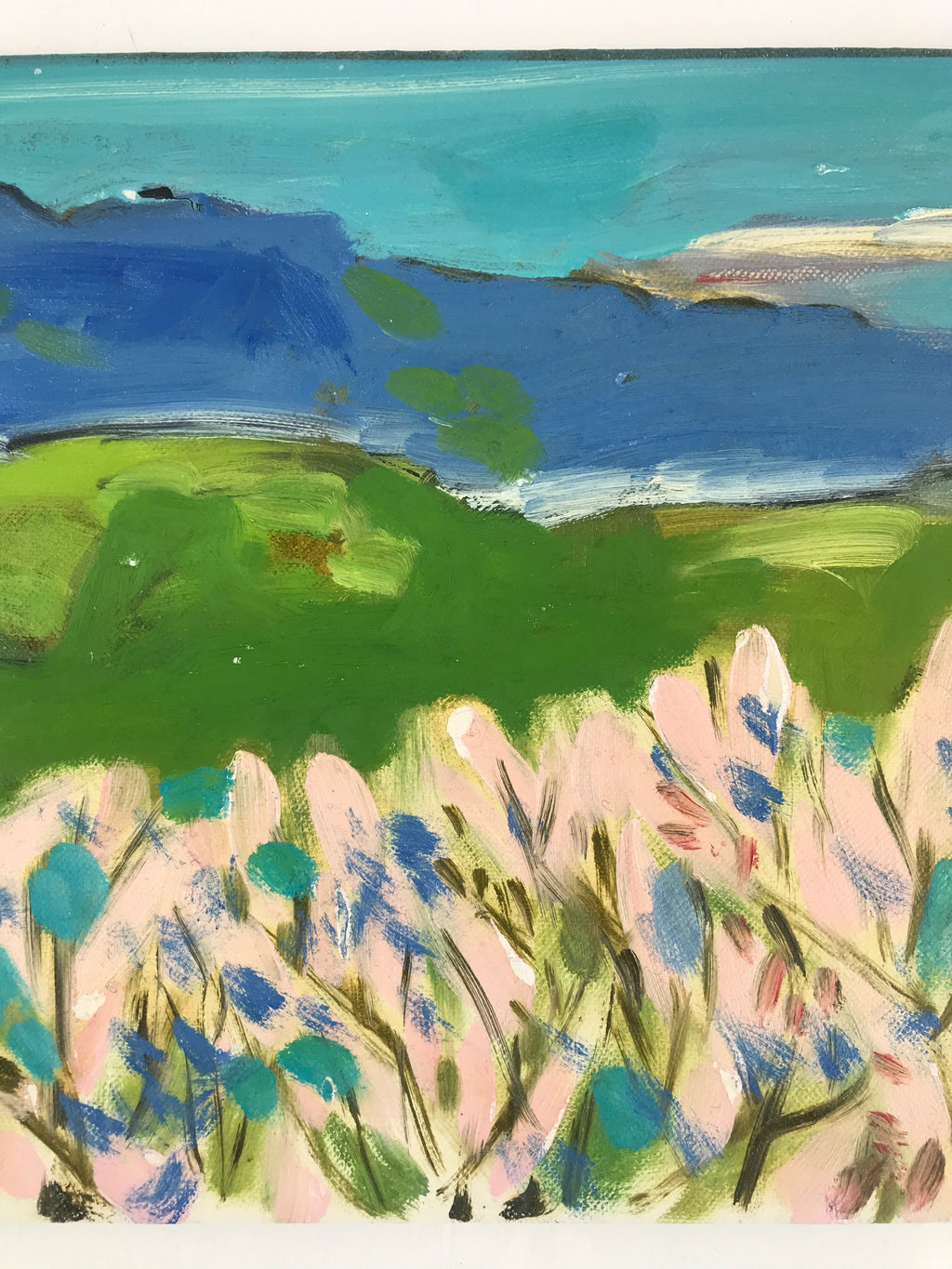 Japanese Cherry Blossom Mountain Oil Painting Landscape Original Unsigned FL172