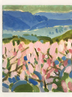 Japanese Cherry Blossom Mountain Oil Painting Signed Yoshihiro Hagino FL173