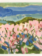 Japanese Cherry Blossom Mountain Oil Painting Signed Yoshihiro Hagino FL173