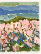 Japanese Cherry Blossom Mountain Oil Painting Signed Yoshihiro Hagino FL173