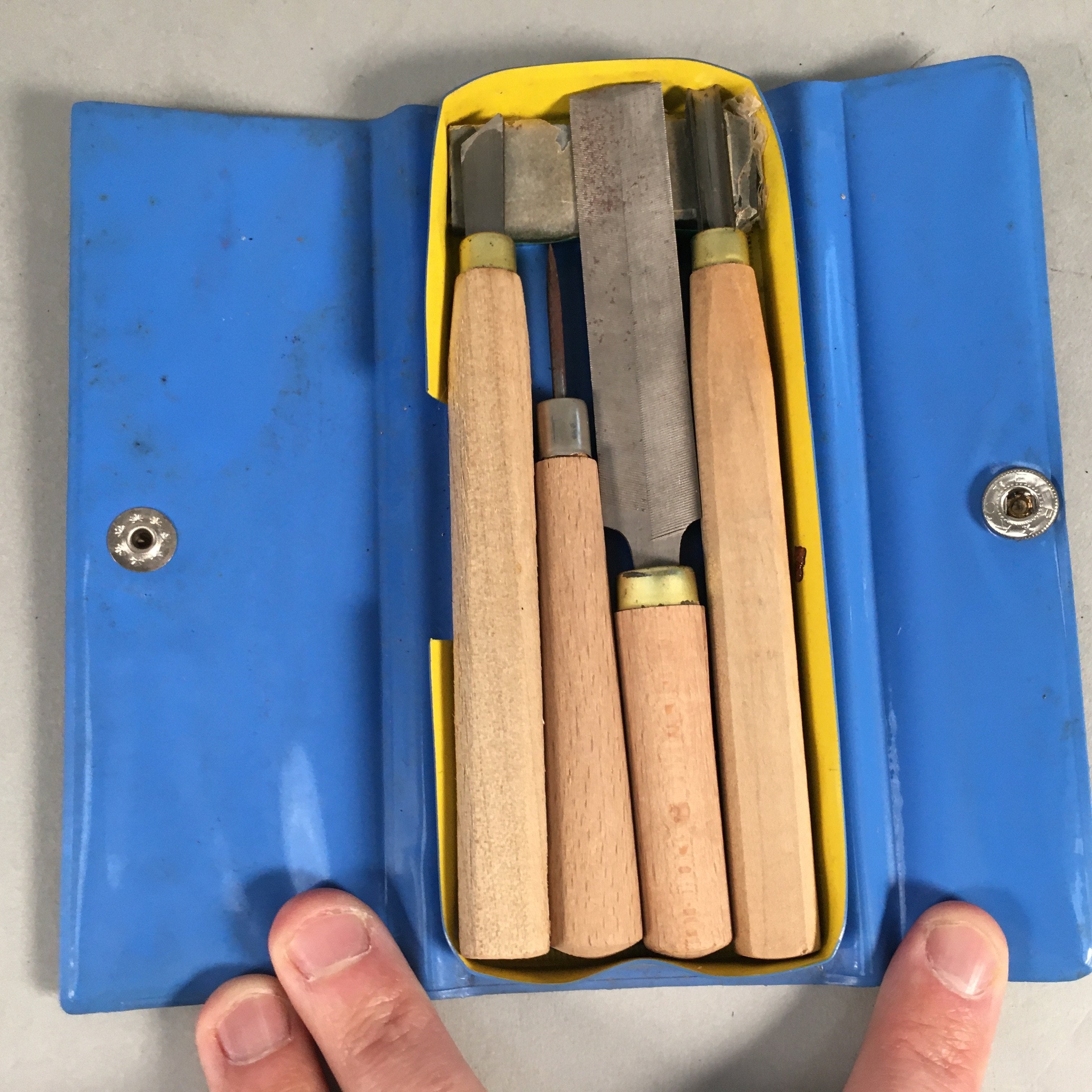 Japanese Chisel 4pc Set Nomi Carpentry Vtg Woodworking Tool Blade JK130