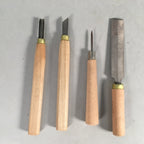 Japanese Chisel 4pc Set Nomi Carpentry Vtg Woodworking Tool Blade JK130