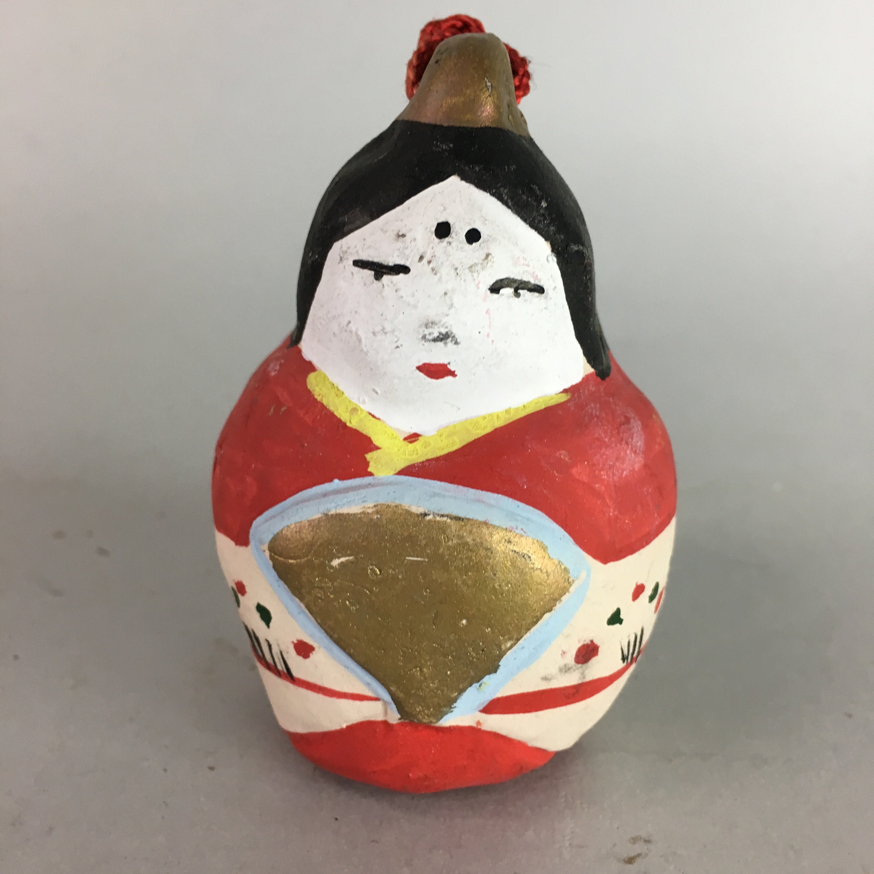 Japanese Clay Bell Dorei Pottery Ceramic Kimono Girl Lucky Charm Pottery DR201