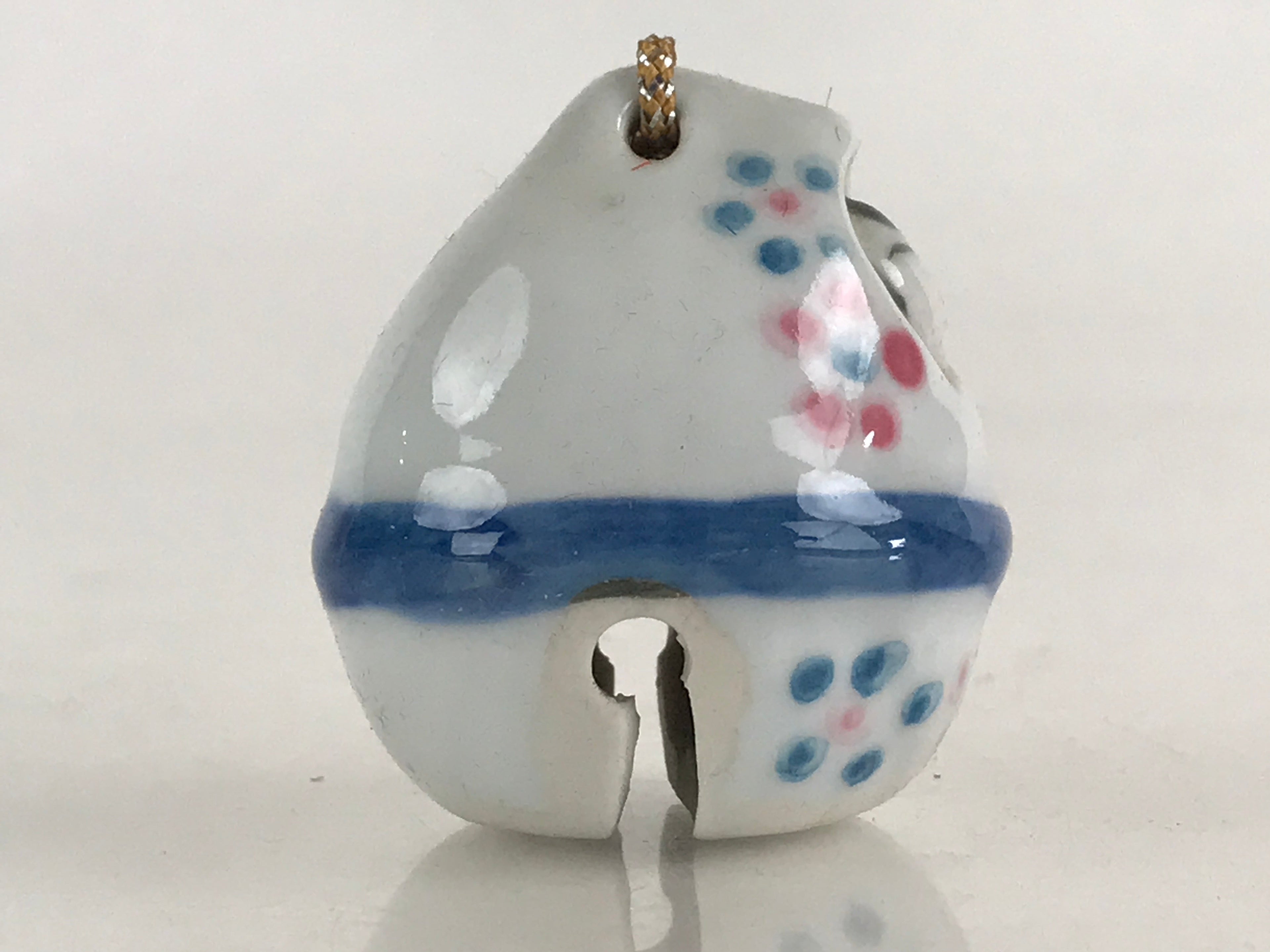 Japanese Clay Bell Dorei Tsuchi-Suzu Ceramic Baby Vtg Porcelain White Amulet DR4
