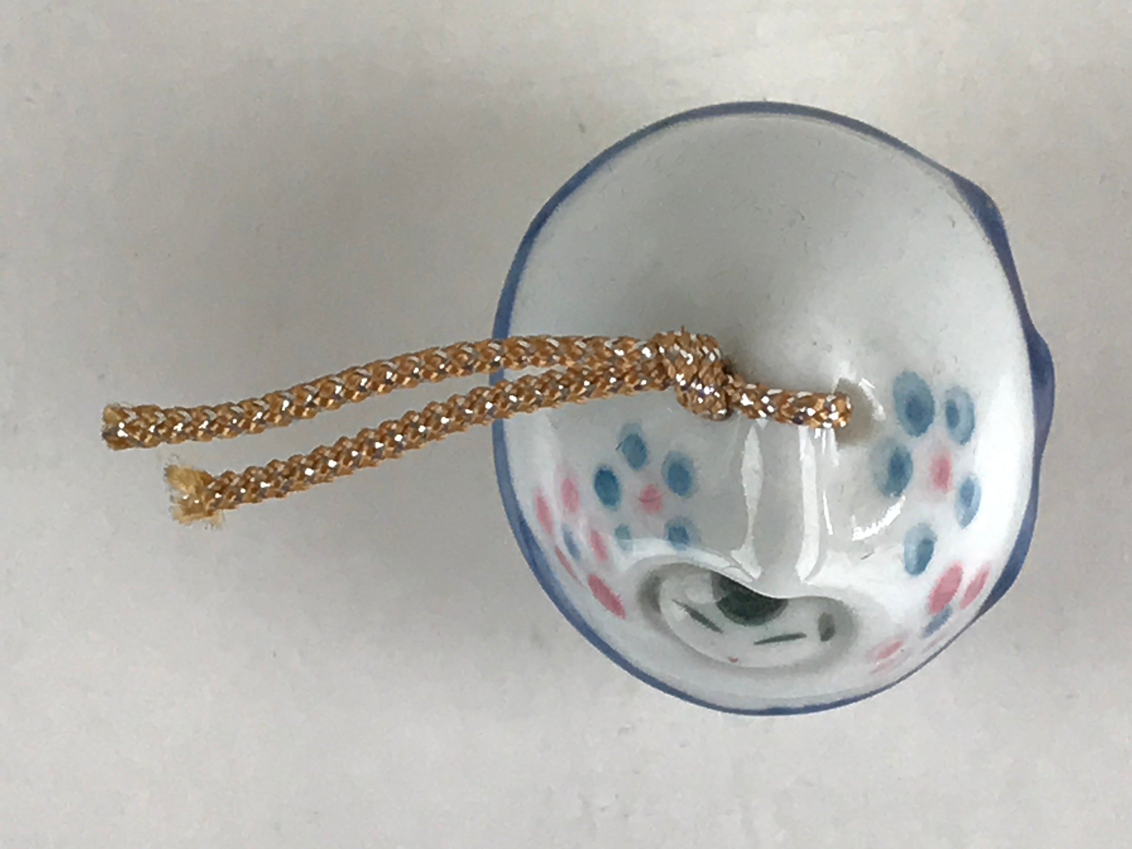 Japanese Clay Bell Dorei Tsuchi-Suzu Ceramic Baby Vtg Porcelain White Amulet DR4