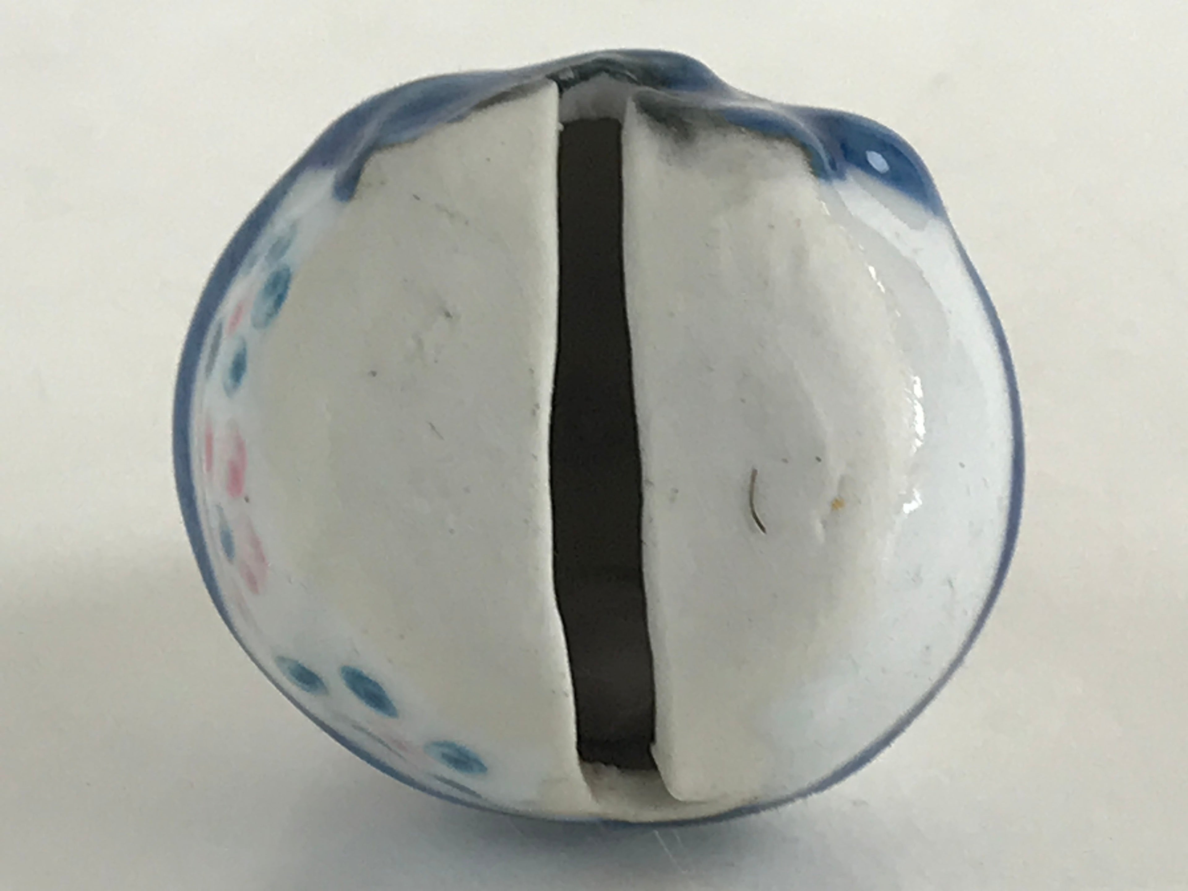 Japanese Clay Bell Dorei Tsuchi-Suzu Ceramic Baby Vtg Porcelain White Amulet DR4