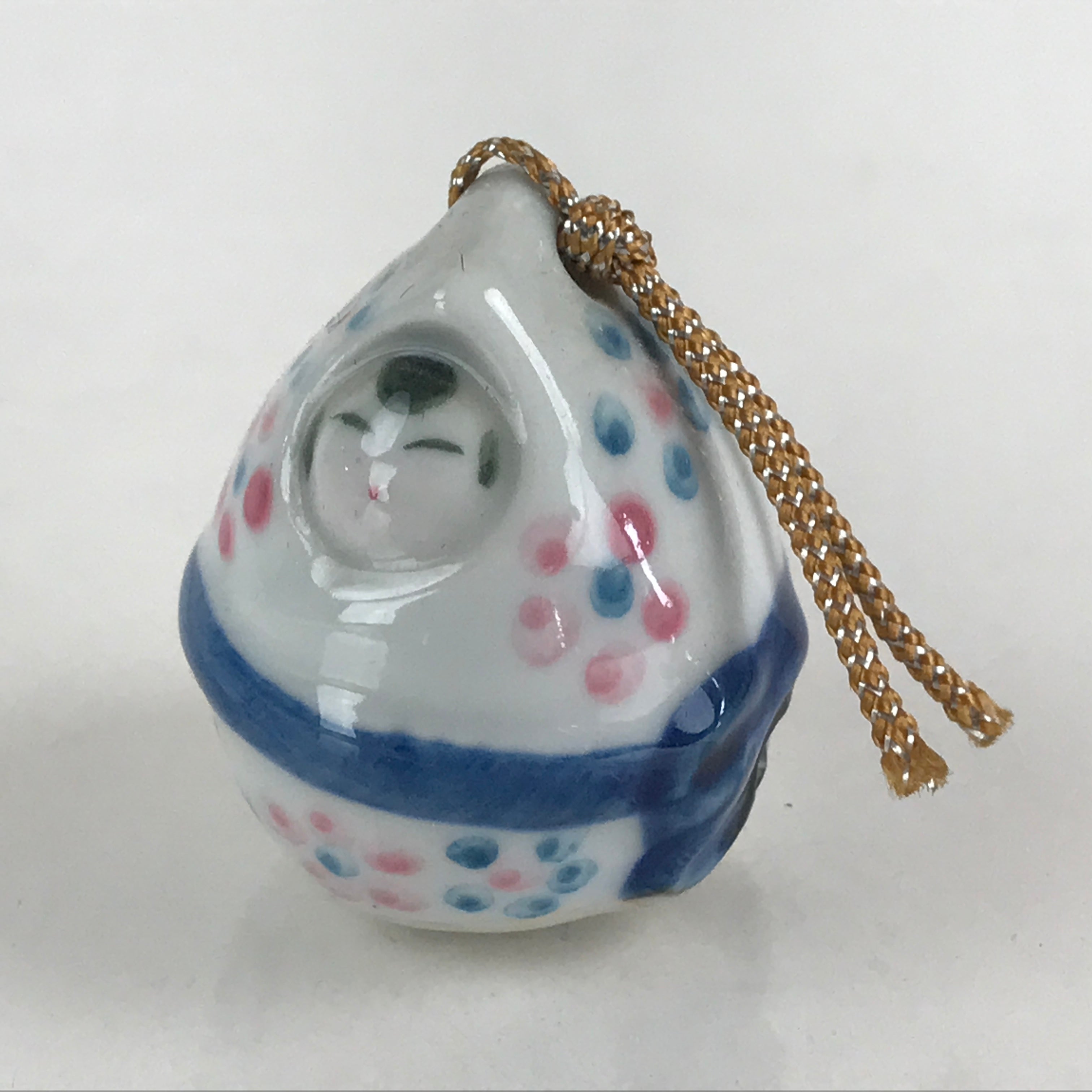 Japanese Clay Bell Dorei Tsuchi-Suzu Ceramic Baby Vtg Porcelain White Amulet DR4
