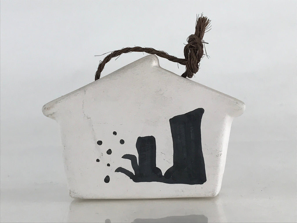 Japanese Clay Bell Dorei Tsuchi-Suzu Ceramic Doll Awaji Suisenkyo White Amulet D