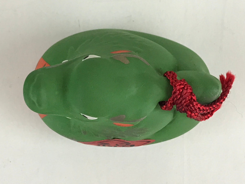 Japanese Clay Bell Dorei Tsuchi-Suzu Ceramic Doll Zodiac Green Dragon Amulet DR4