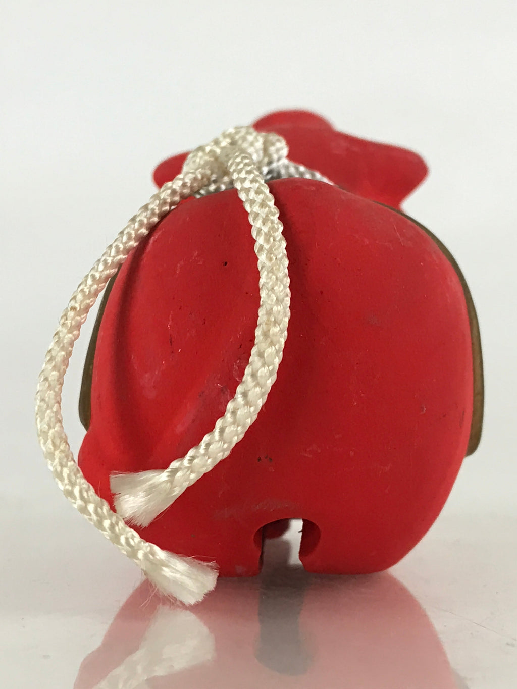 Japanese Clay Bell Dorei Tsuchi-Suzu Ceramic Doll Zodiac Symbol Red Cow Amulet D