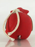 Japanese Clay Bell Dorei Tsuchi-Suzu Ceramic Doll Zodiac Symbol Red Cow Amulet D