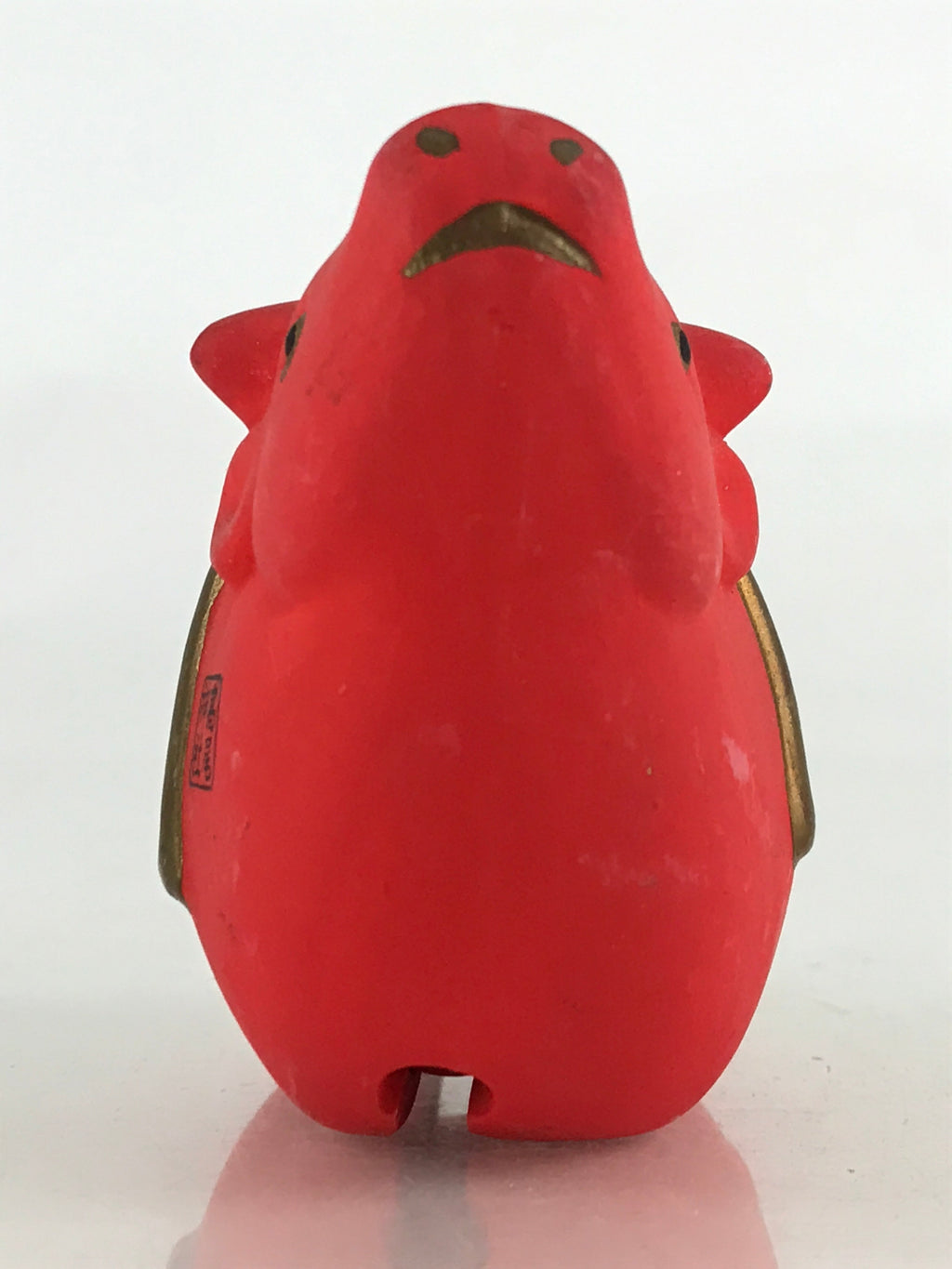 Japanese Clay Bell Dorei Tsuchi-Suzu Ceramic Doll Zodiac Symbol Red Cow Amulet D