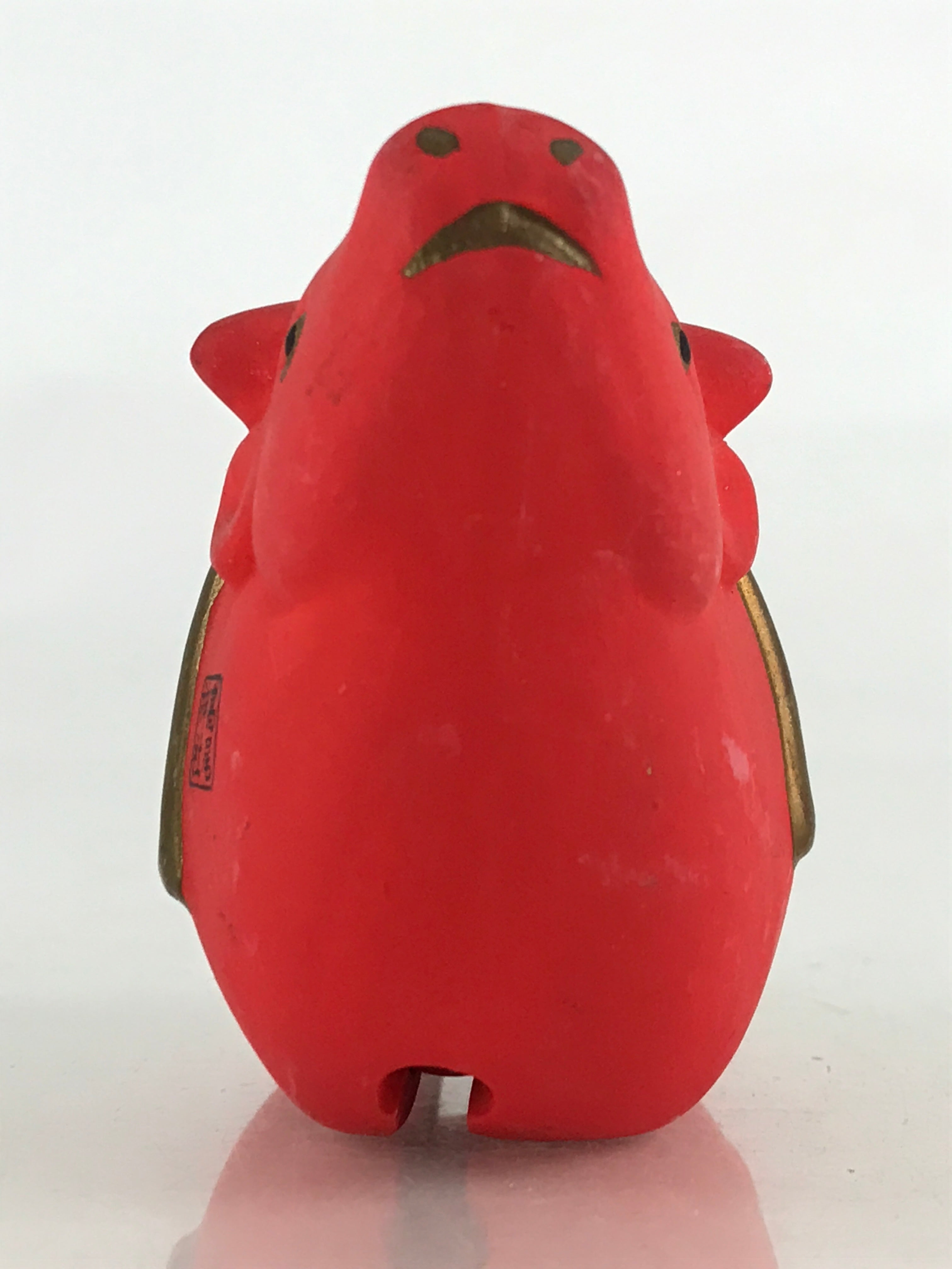 Japanese Clay Bell Dorei Tsuchi-Suzu Ceramic Doll Zodiac Symbol Red Cow Amulet D