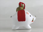 Japanese Clay Bell Dorei Tsuchi-Suzu Ceramic Doll Zodiac White Boar Amulet DR422