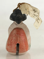 Japanese Clay Bell Dorei Tsuchi-Suzu Ceramic Geisha Kimono Girl Doll Vtg Amulet