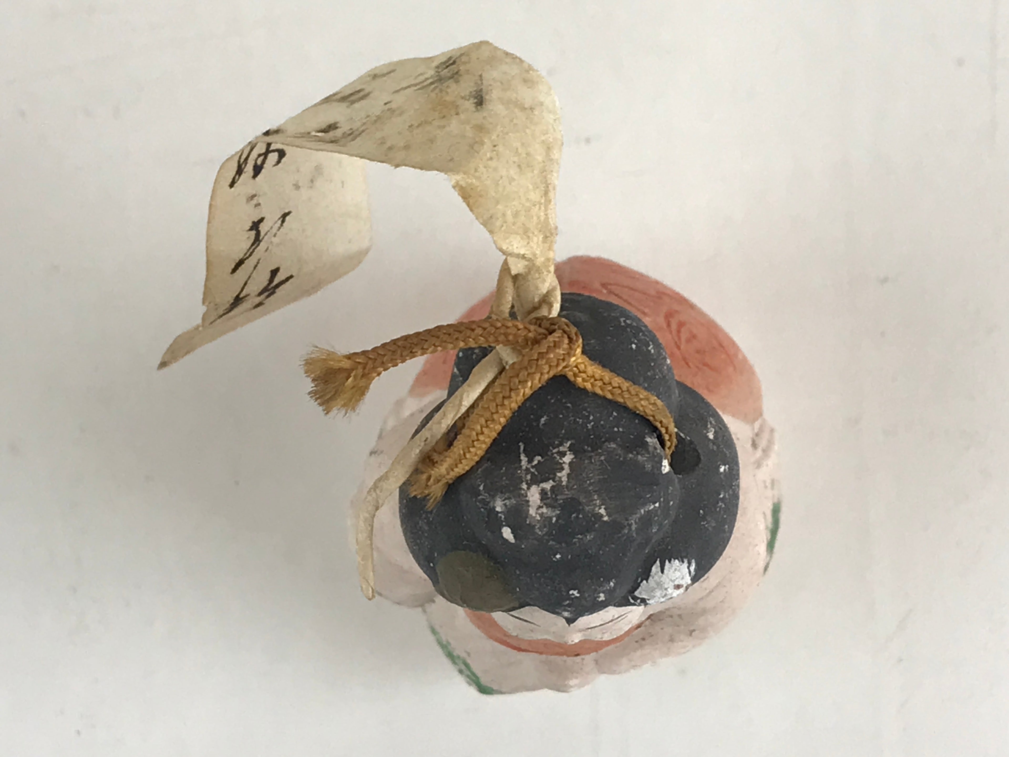 Japanese Clay Bell Dorei Tsuchi-Suzu Ceramic Geisha Kimono Girl Doll Vtg Amulet