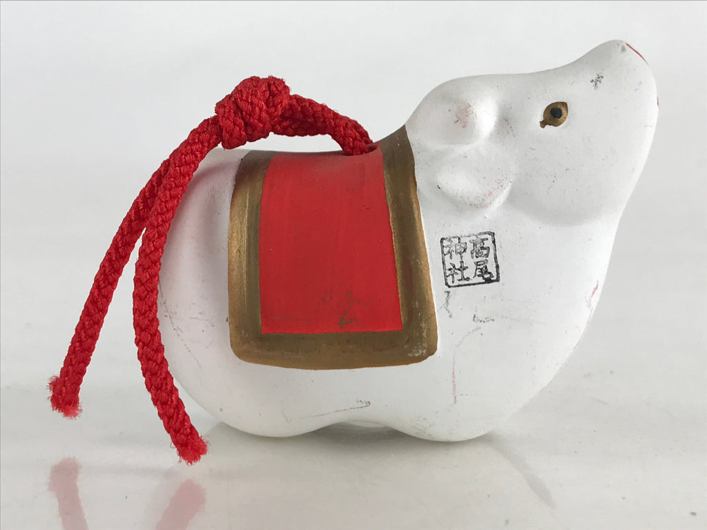 Japanese Clay Bell Dorei Tsuchi-Suzu Doll Zodiac Symbol White Cow Amulet DR438