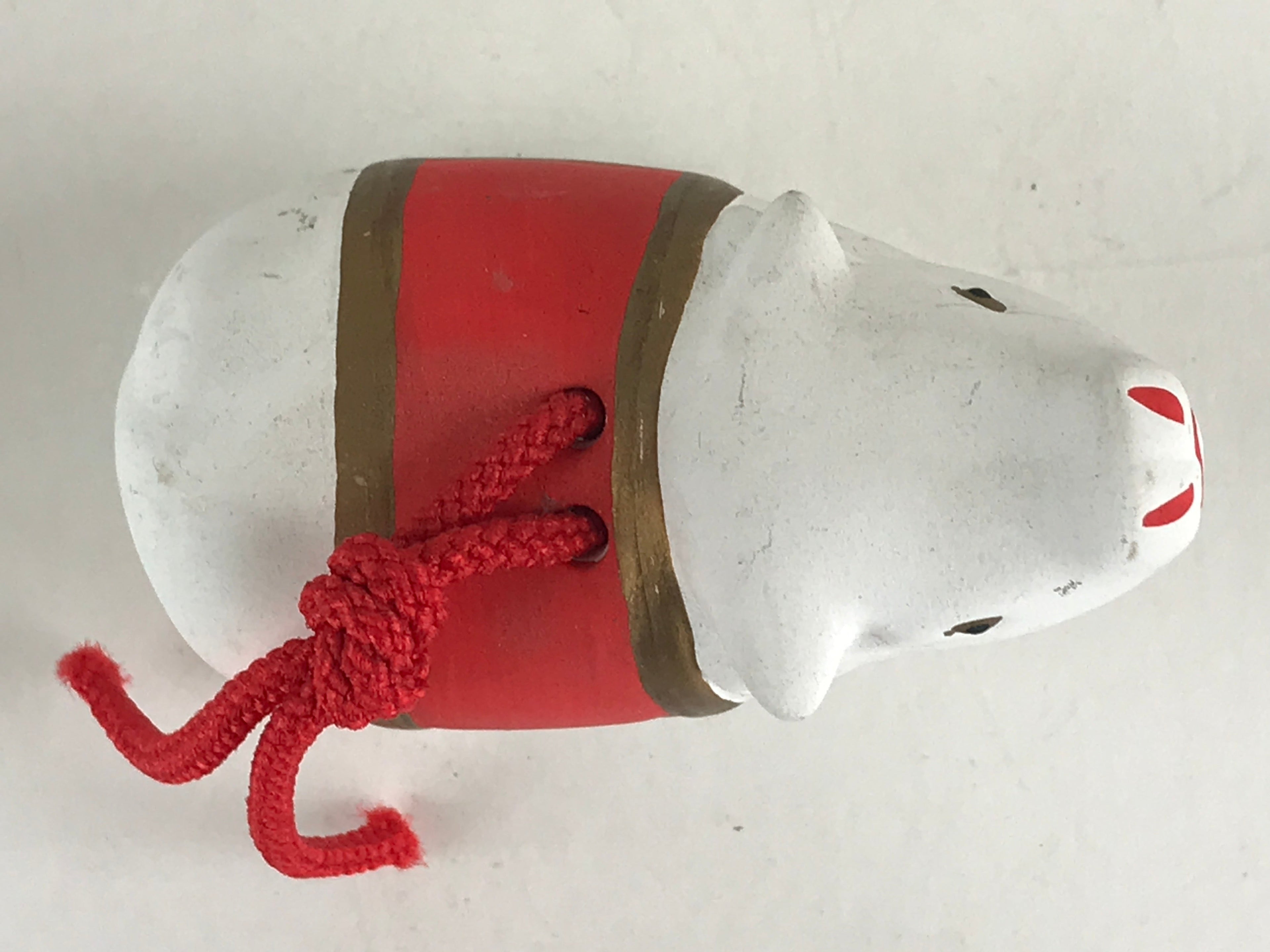 Japanese Clay Bell Dorei Tsuchi-Suzu Doll Zodiac Symbol White Cow Amulet DR438