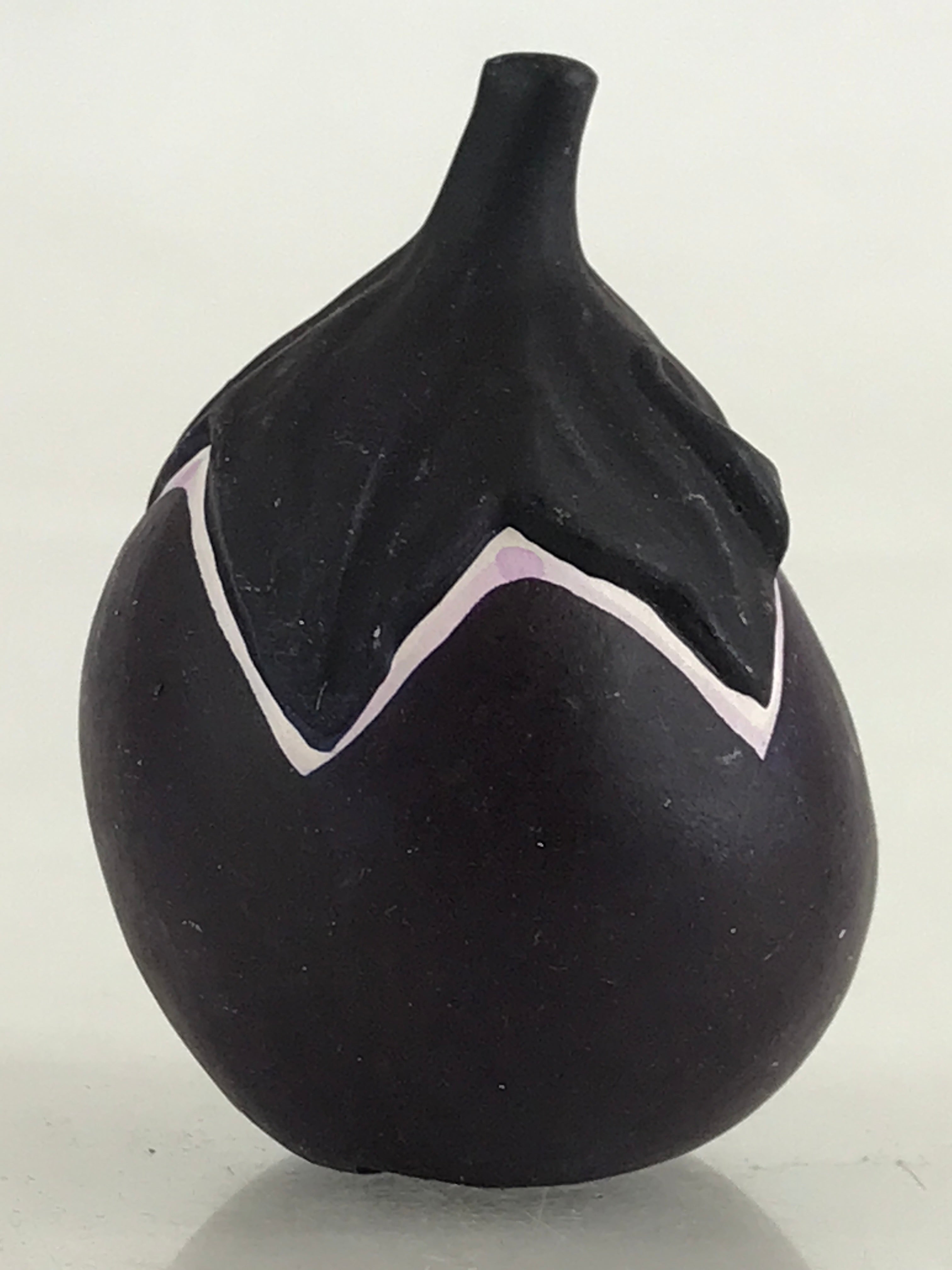 Japanese Clay Bell Dorei Tsuchi-Suzu Eggplant Vegetable Ceramic Doll Amulet DR46