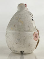 Japanese Clay Bell Dorei Tsuchi-Suzu Himedaruma Doll Princess Vtg White Amulet D