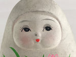 Japanese Clay Bell Dorei Tsuchi-Suzu Himedaruma Doll Princess Vtg White Amulet D