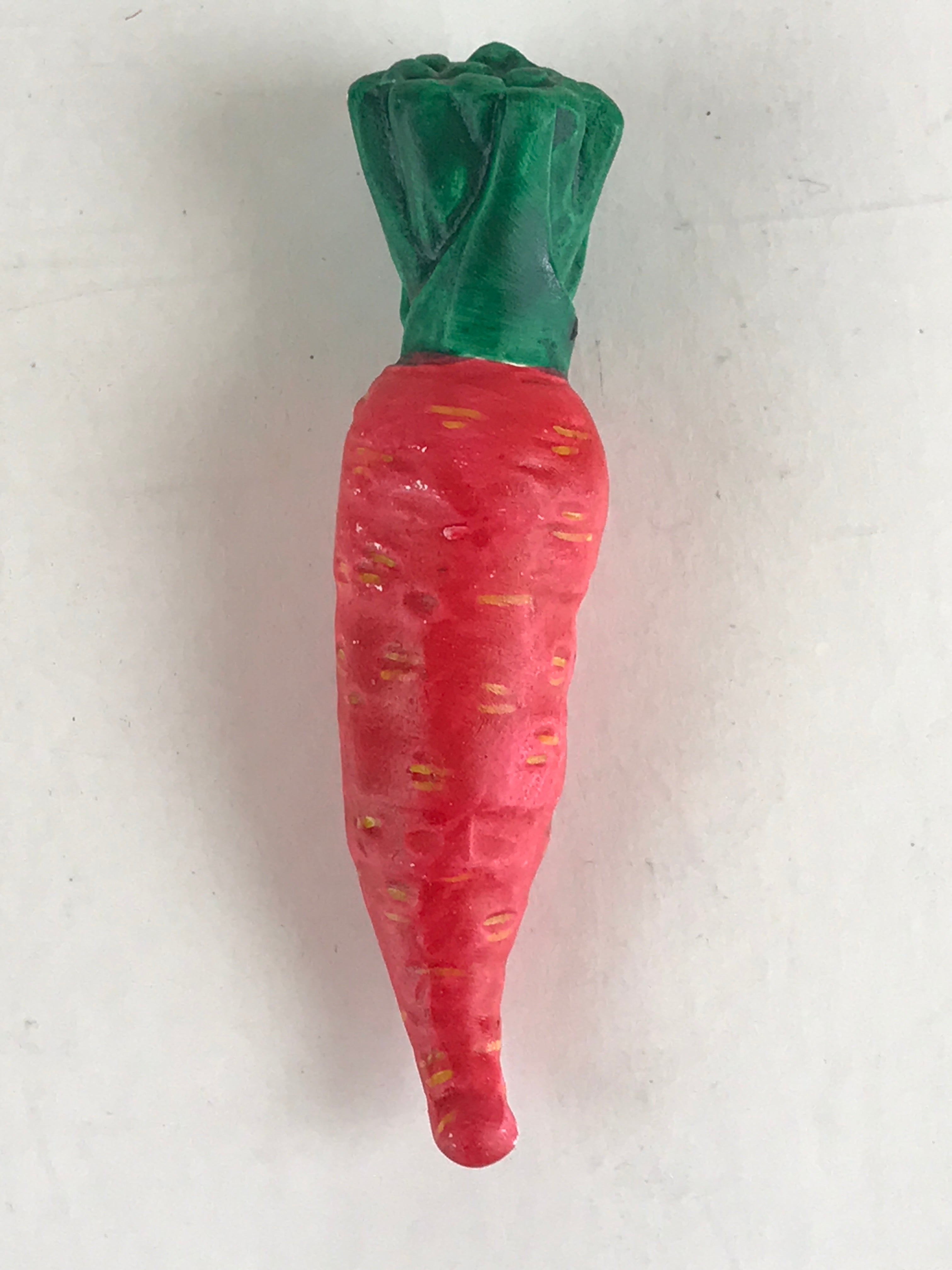 Japanese Clay Bell Dorei Tsuchi-Suzu Red Carrot Ninjin Vegetable Ceramic Amulet