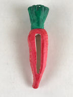 Japanese Clay Bell Dorei Tsuchi-Suzu Red Carrot Ninjin Vegetable Ceramic Amulet