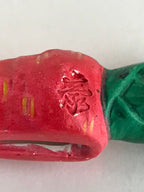 Japanese Clay Bell Dorei Tsuchi-Suzu Red Carrot Ninjin Vegetable Ceramic Amulet