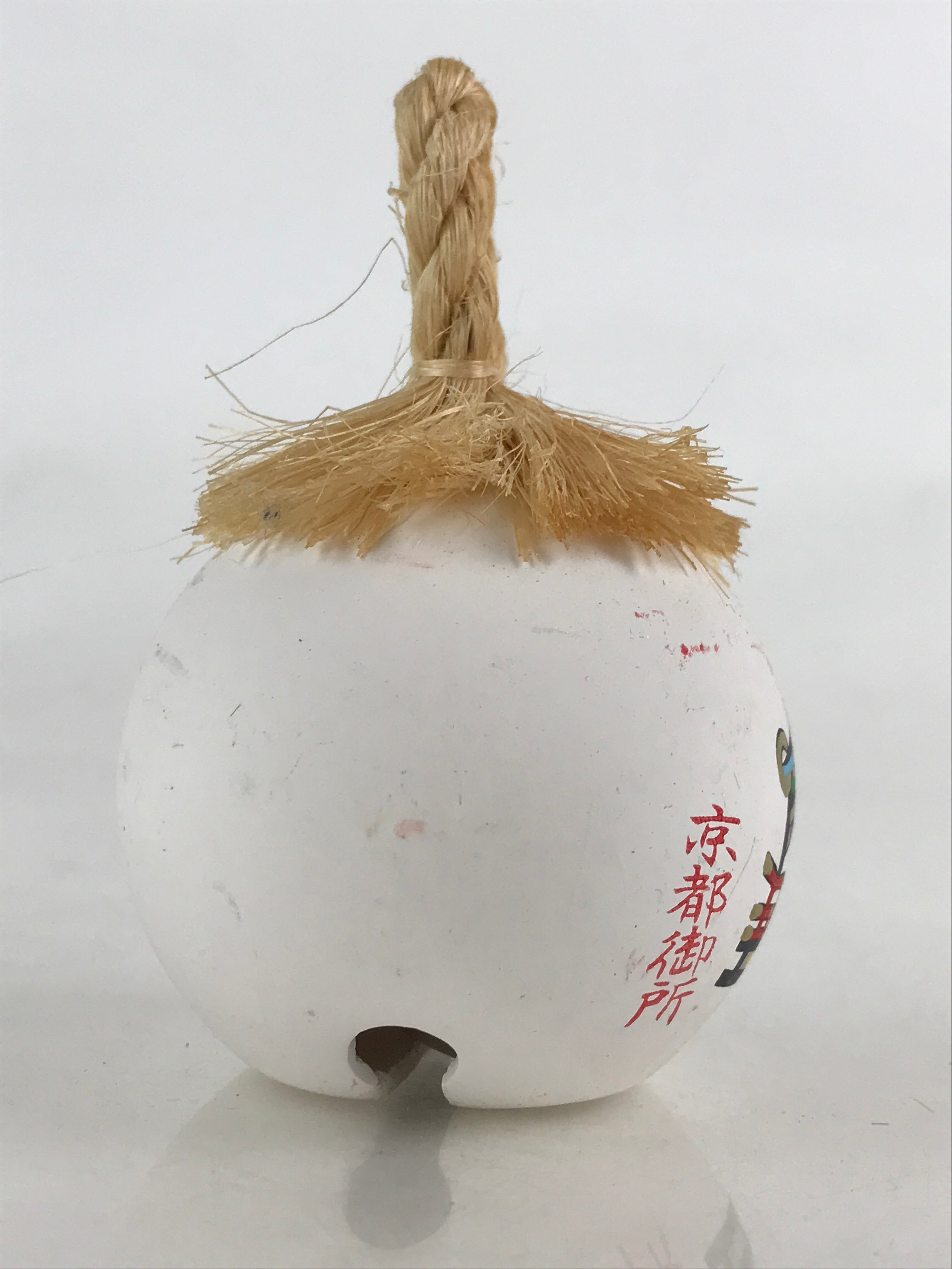 Japanese Clay Bell Dorei Tsuchi-Suzu Vtg Kyoto-Gosho Takamikura White Round DR43