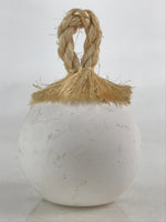 Japanese Clay Bell Dorei Tsuchi-Suzu Vtg Kyoto-Gosho Takamikura White Round DR43