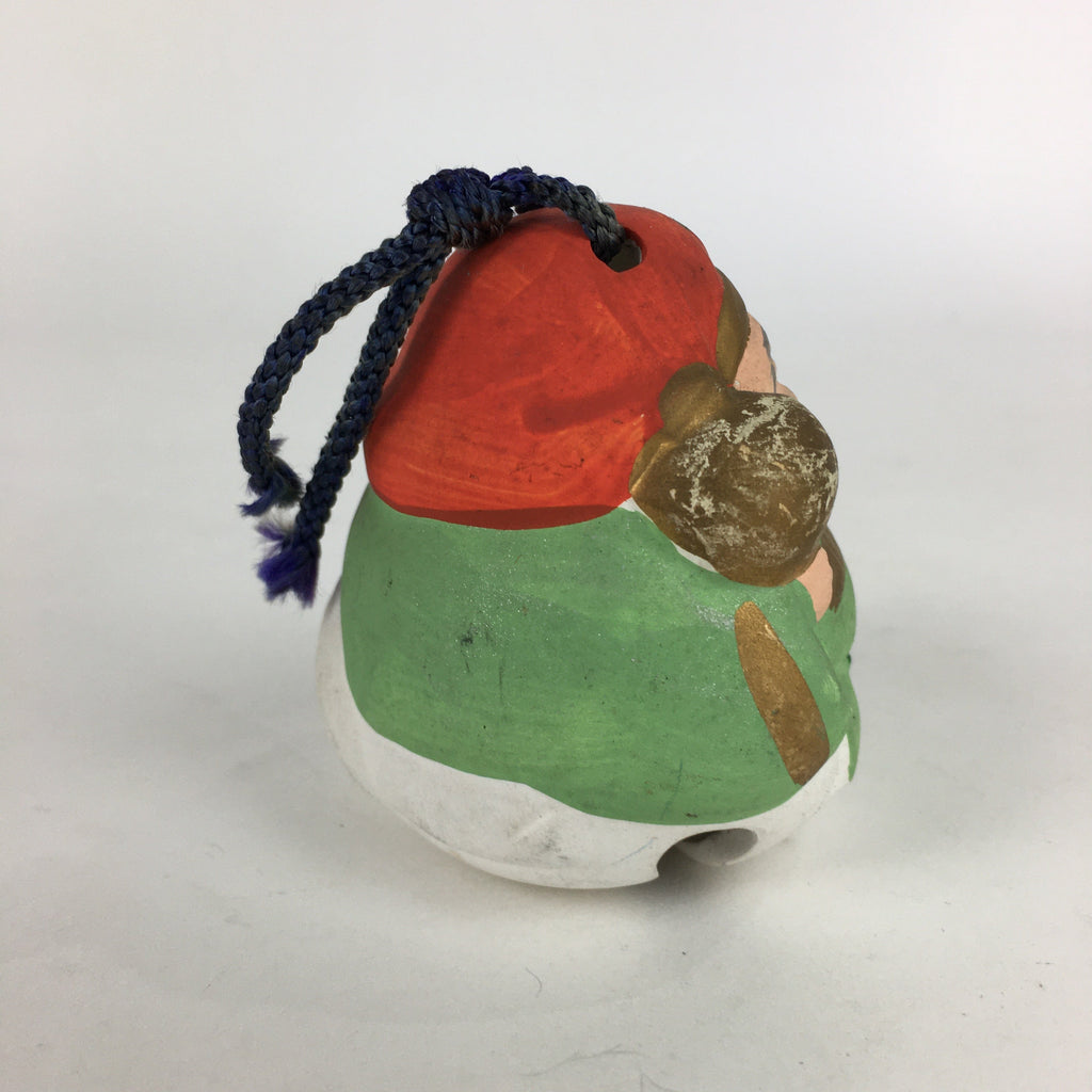 Japanese Clay Bell Dorei Vtg Ceramic Doll Amulet 7 Lucky Gods Daikokuten DR376