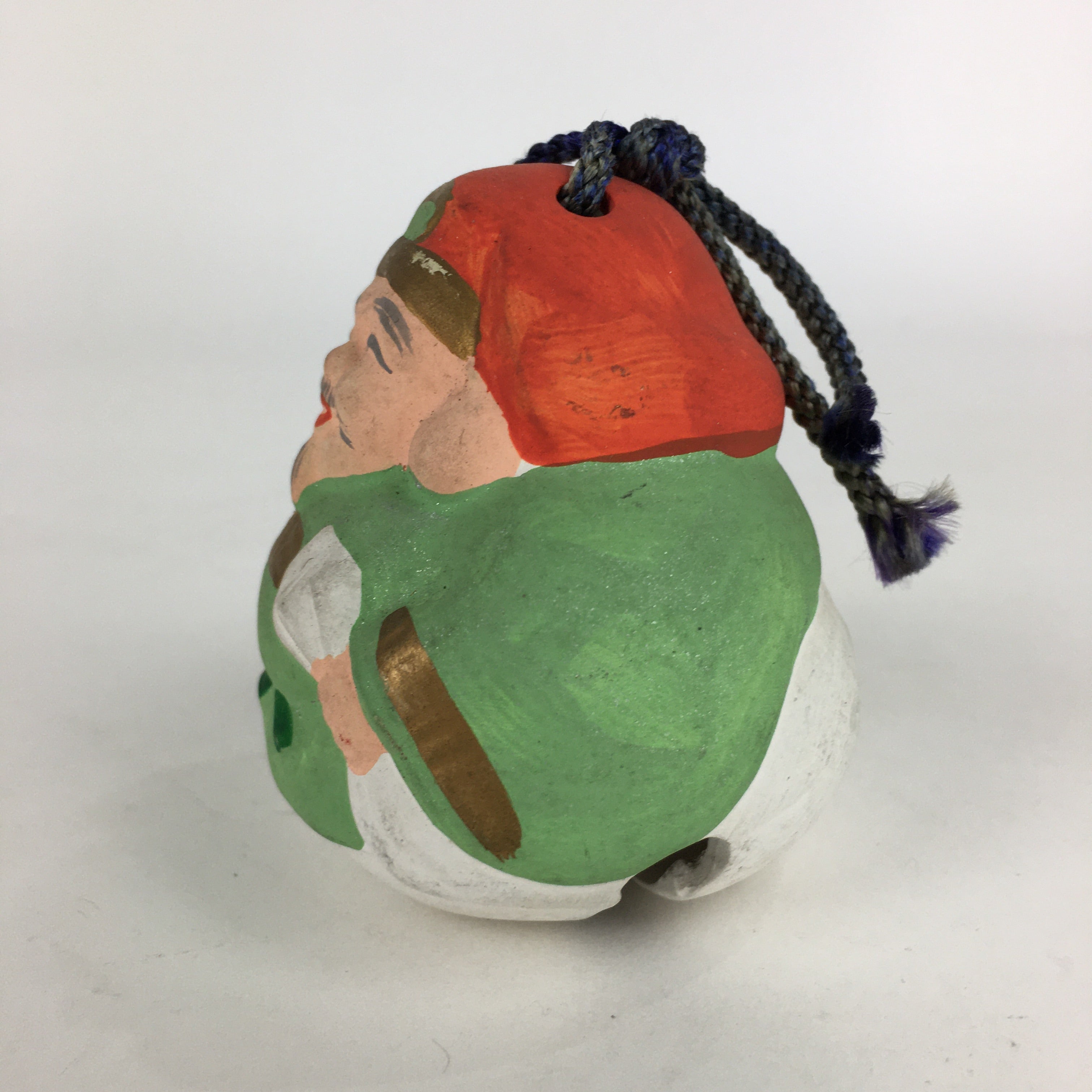 Japanese Clay Bell Dorei Vtg Ceramic Doll Amulet 7 Lucky Gods Daikokuten DR376