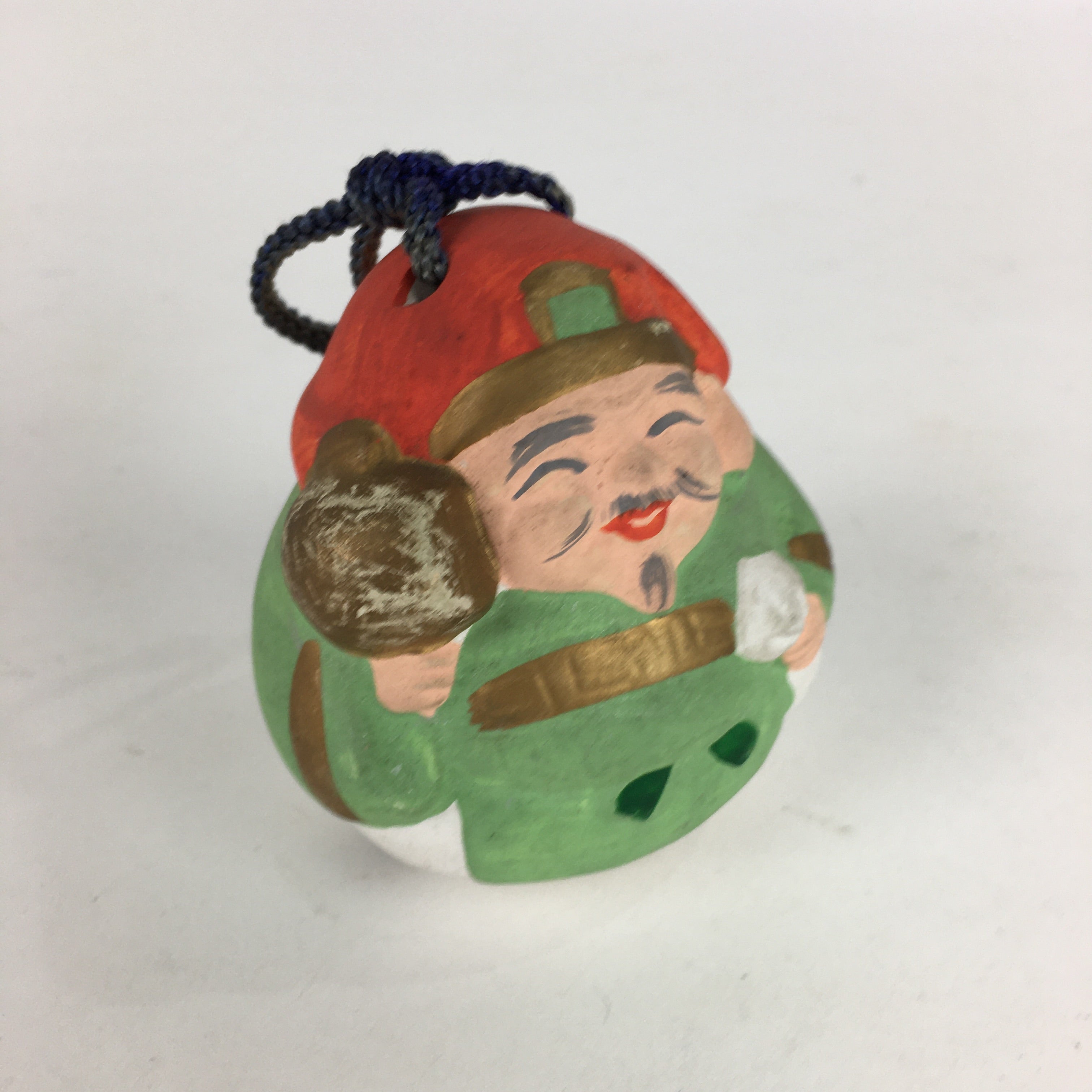 Japanese Clay Bell Dorei Vtg Ceramic Doll Amulet 7 Lucky Gods Daikokuten DR376