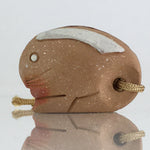 Japanese Clay Bell Dorei Vtg Ceramic Doll Amulet Brown Rabbit DR416