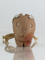 Japanese Clay Bell Dorei Vtg Ceramic Doll Amulet Brown Rabbit DR416