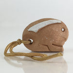 Japanese Clay Bell Dorei Vtg Ceramic Doll Amulet Brown Rabbit DR416