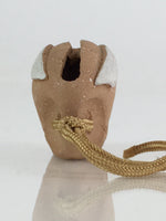 Japanese Clay Bell Dorei Vtg Ceramic Doll Amulet Brown Rabbit DR416