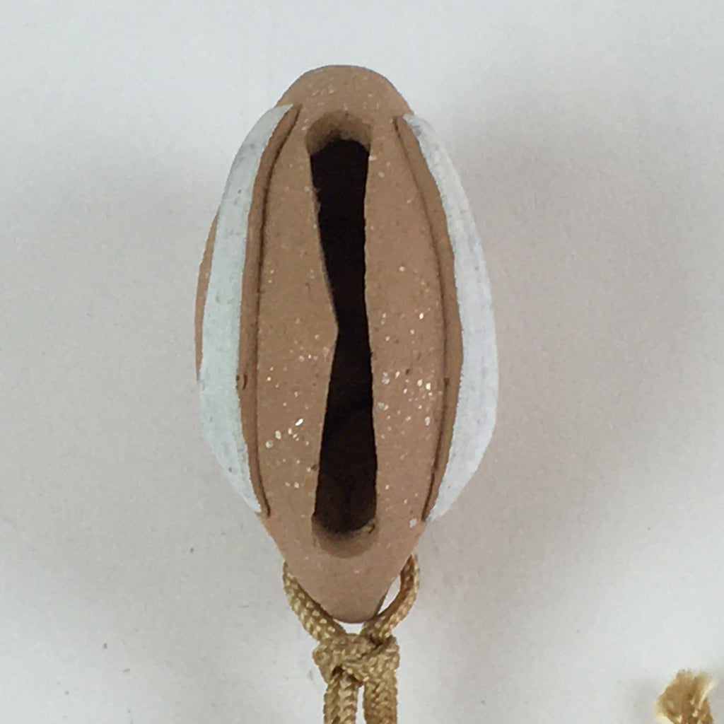 Japanese Clay Bell Dorei Vtg Ceramic Doll Amulet Brown Rabbit DR416