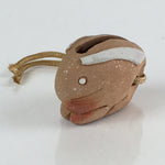 Japanese Clay Bell Dorei Vtg Ceramic Doll Amulet Brown Rabbit DR416