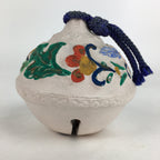 Japanese Clay Bell Dorei Vtg Ceramic Doll Amulet Colorful Flower Design DR380