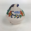 Japanese Clay Bell Dorei Vtg Ceramic Doll Amulet Colorful Flower Design DR380