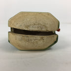 Japanese Clay Bell Dorei Vtg Ceramic Doll Amulet Green Glaze Kanji DR336